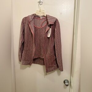 Pink and Gray Jacket and Top 3 PC Set